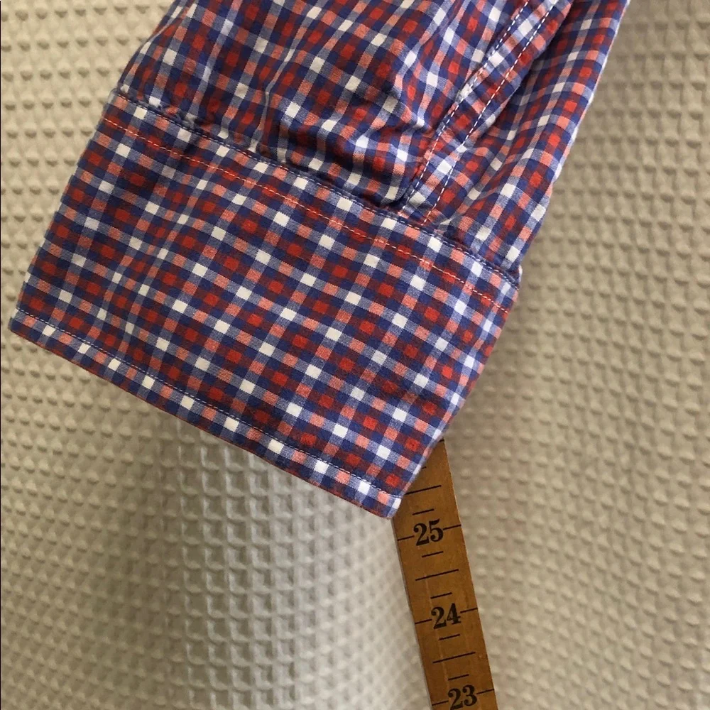 💙J. CREW Men's Casual Blue and Red Checkered Shirt Preppy